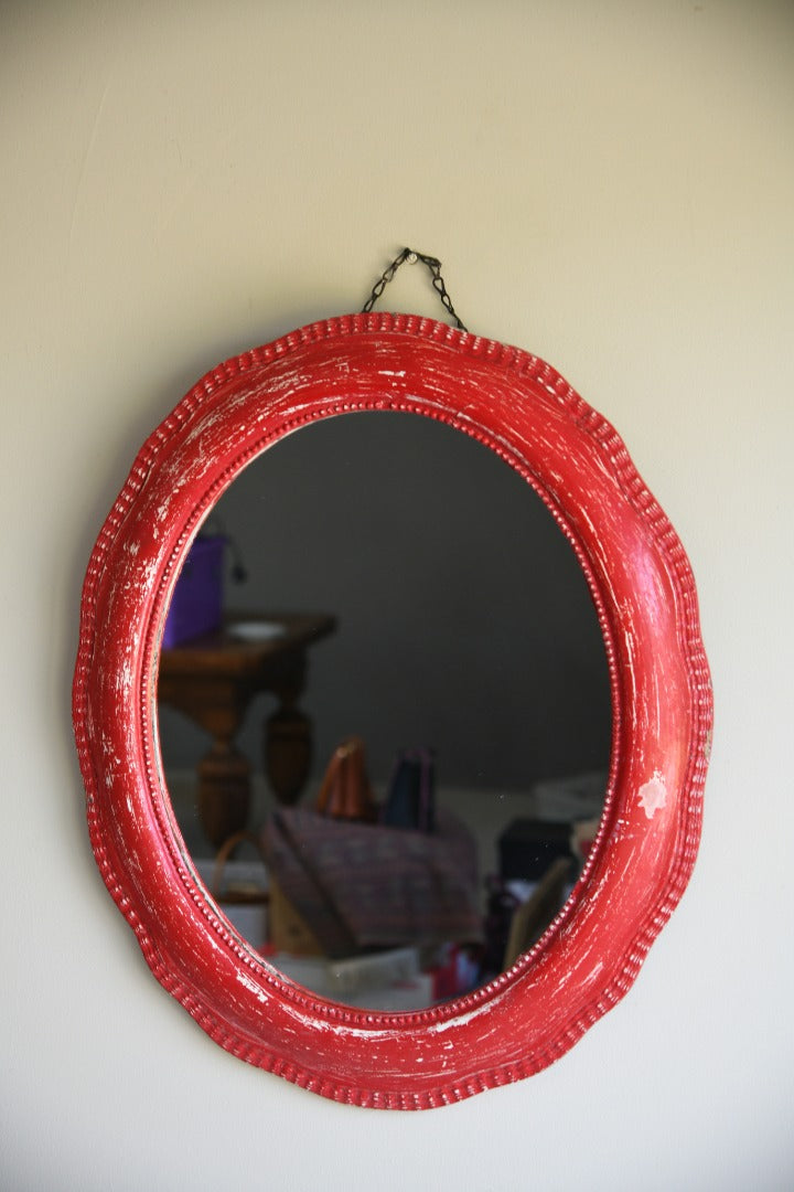 Red Victorian Painted Mirror