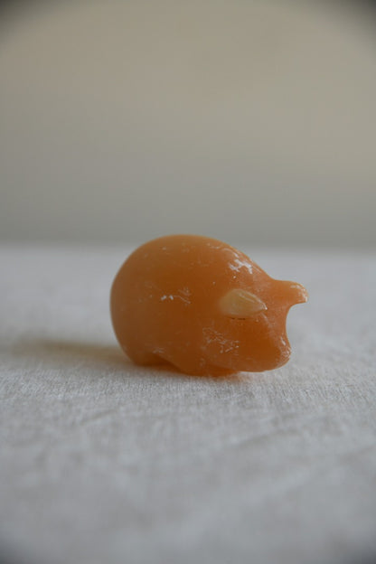 Peach Selenite Carved Pig