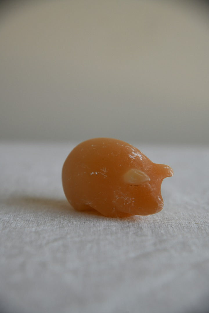 Peach Selenite Carved Pig