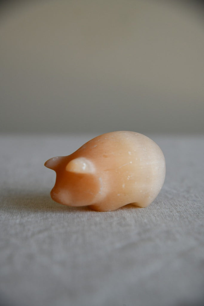 Peach Selenite Carved Pig