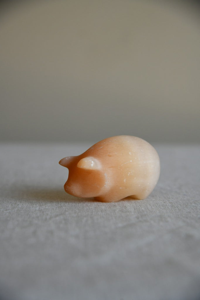 Peach Selenite Carved Pig