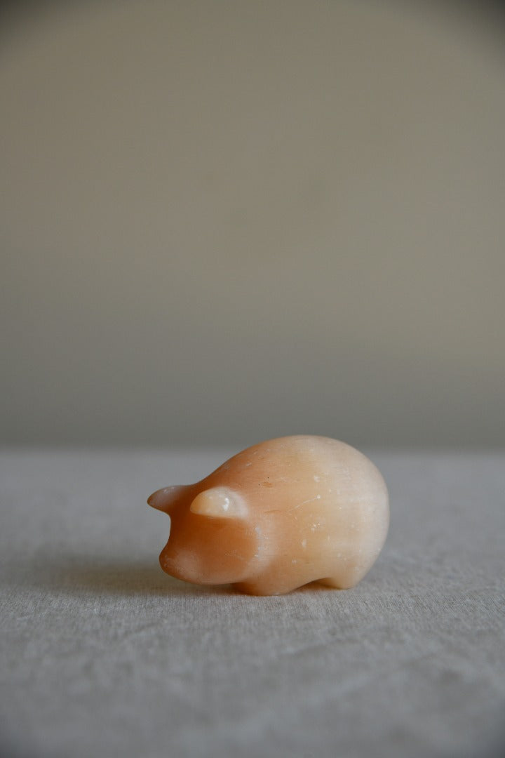 Peach Selenite Carved Pig