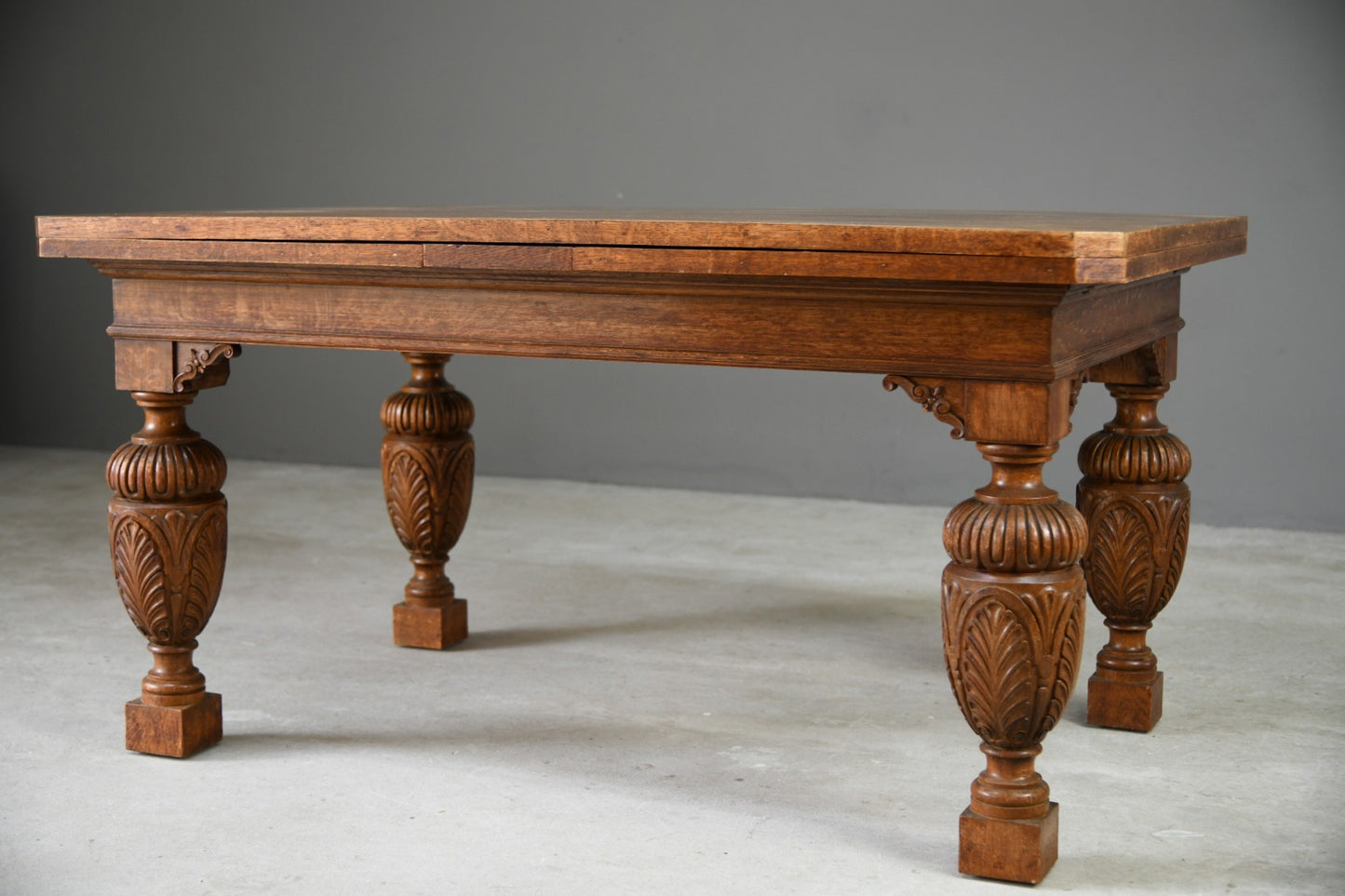 Large Oak Extending Draw Leaf Dining Table