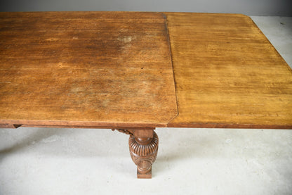 Large Oak Extending Draw Leaf Dining Table