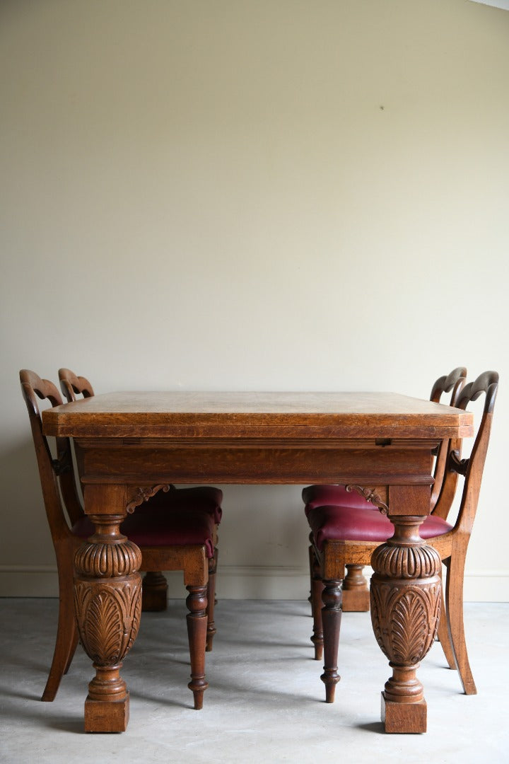 Large Oak Extending Draw Leaf Dining Table