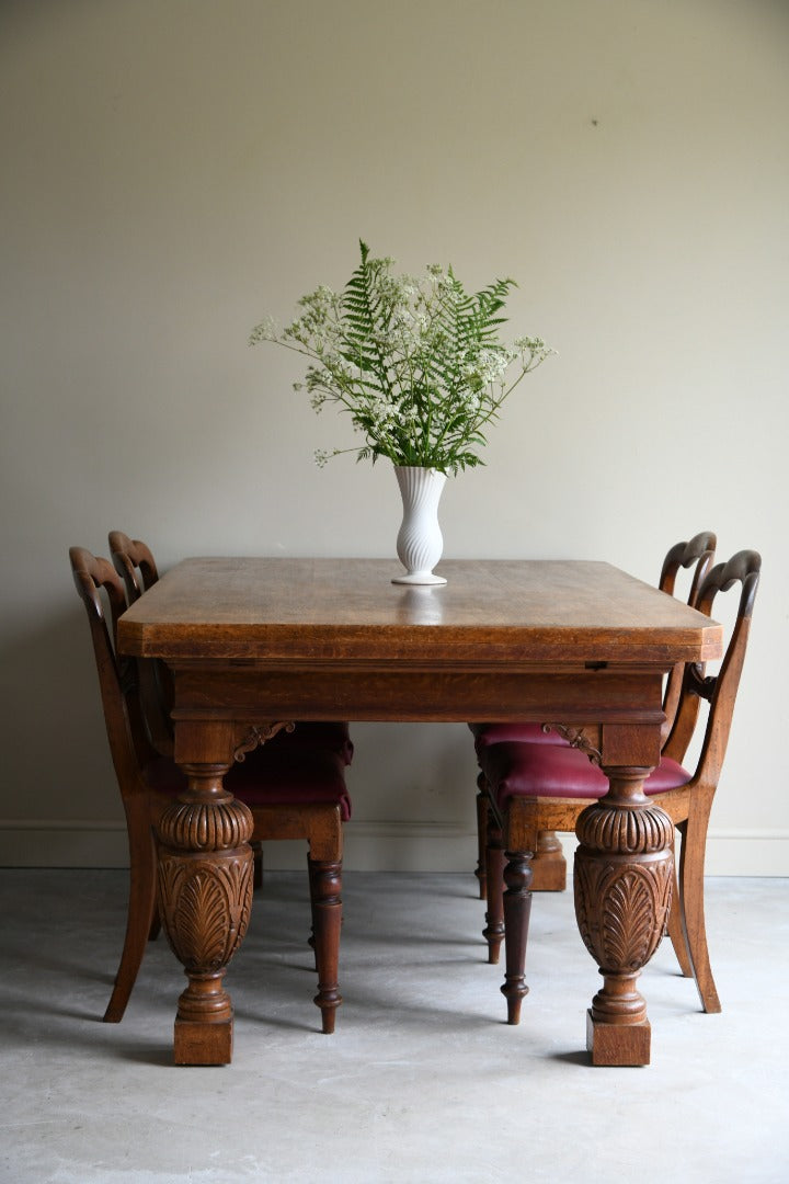 Large Oak Extending Draw Leaf Dining Table