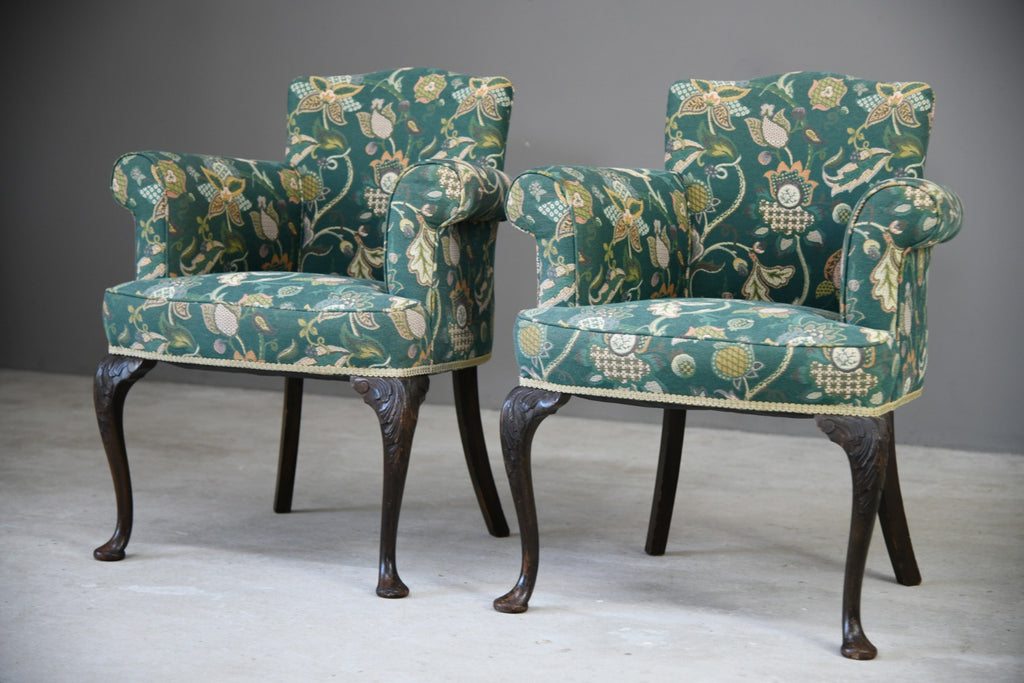 Pair Antique Style Upholstered Chairs
