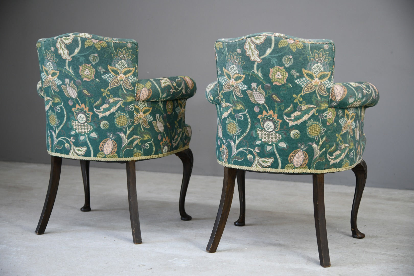 Pair Antique Style Upholstered Chairs