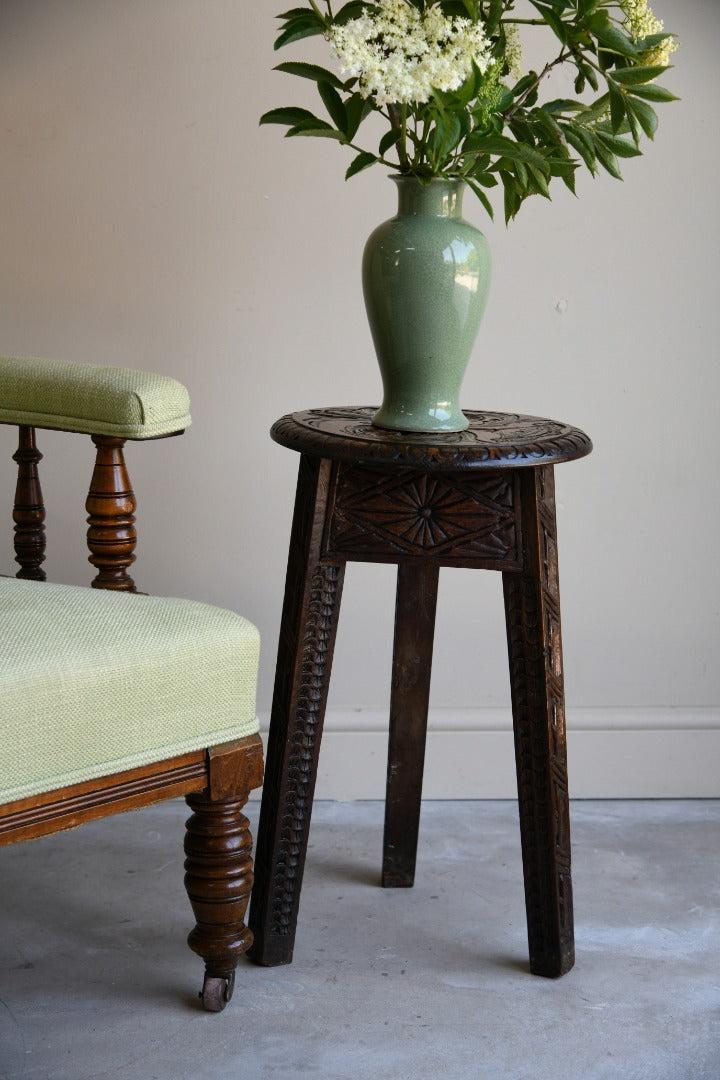 Carved Oak Side Table