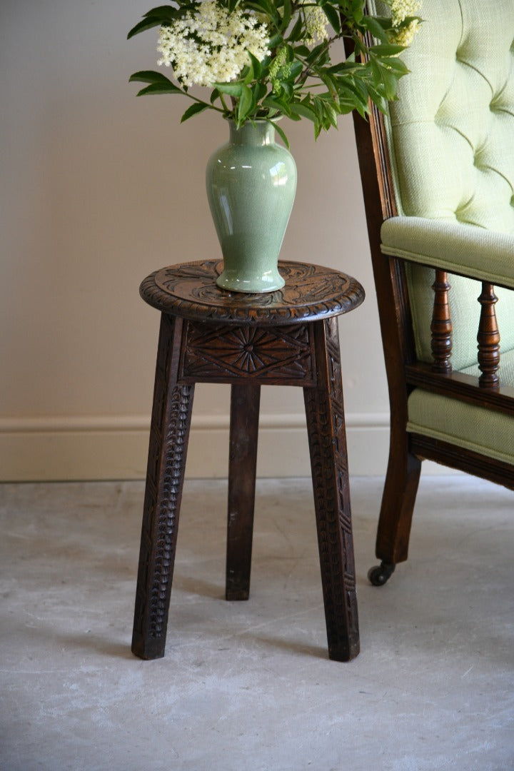 Carved Oak Side Table