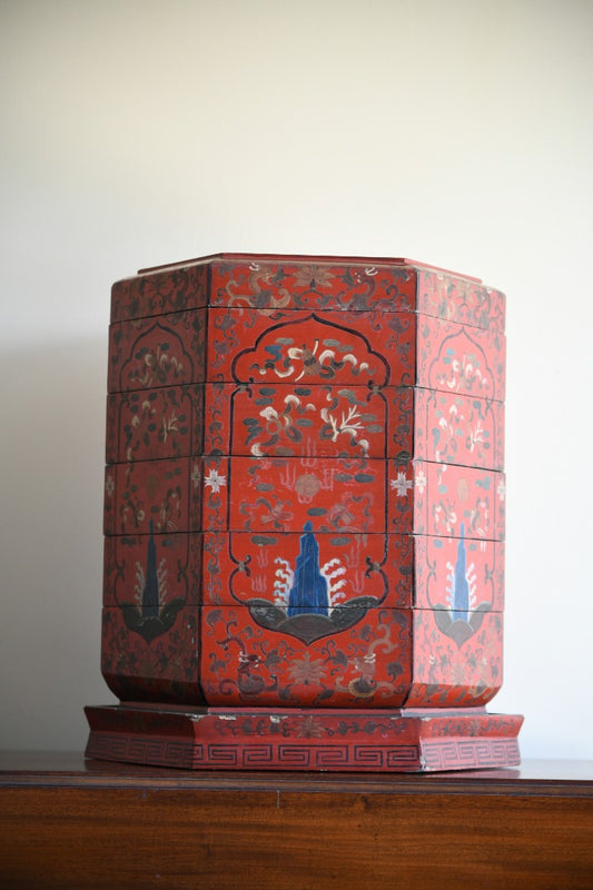 Red Lacquer Oriental Stacking Box