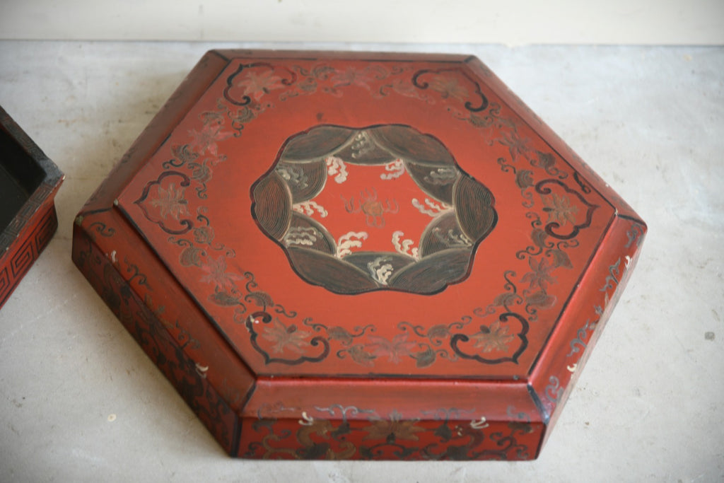Red Lacquer Oriental Stacking Box