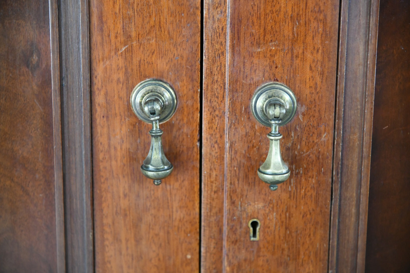 Antique Edwardian Mahogany Triple Wardrobe