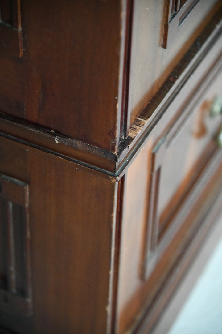 Antique Edwardian Mahogany Triple Wardrobe