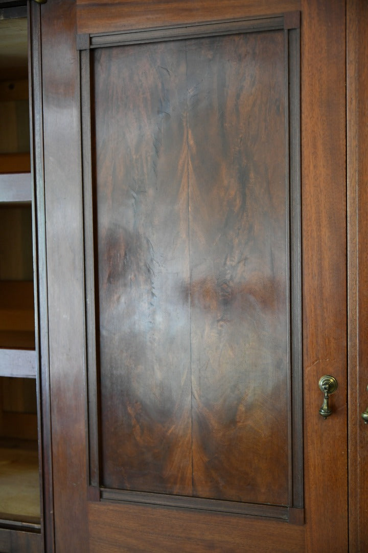 Antique Edwardian Mahogany Triple Wardrobe