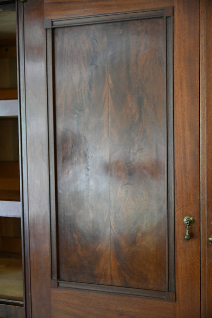 Antique Edwardian Mahogany Triple Wardrobe