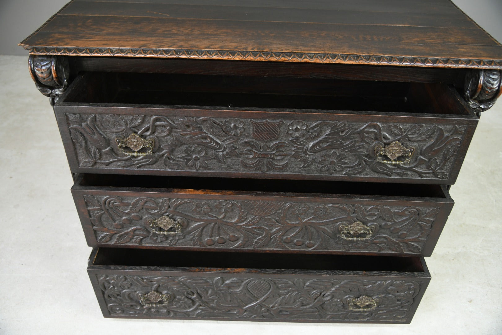 Victorian Carved Oak Chest of Drawers