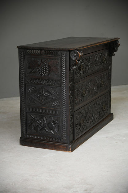 Victorian Carved Oak Chest of Drawers