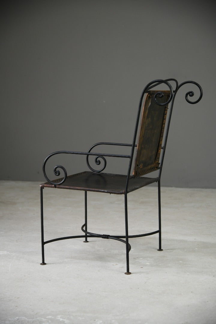 Single Spanish Iron & Leather Chair