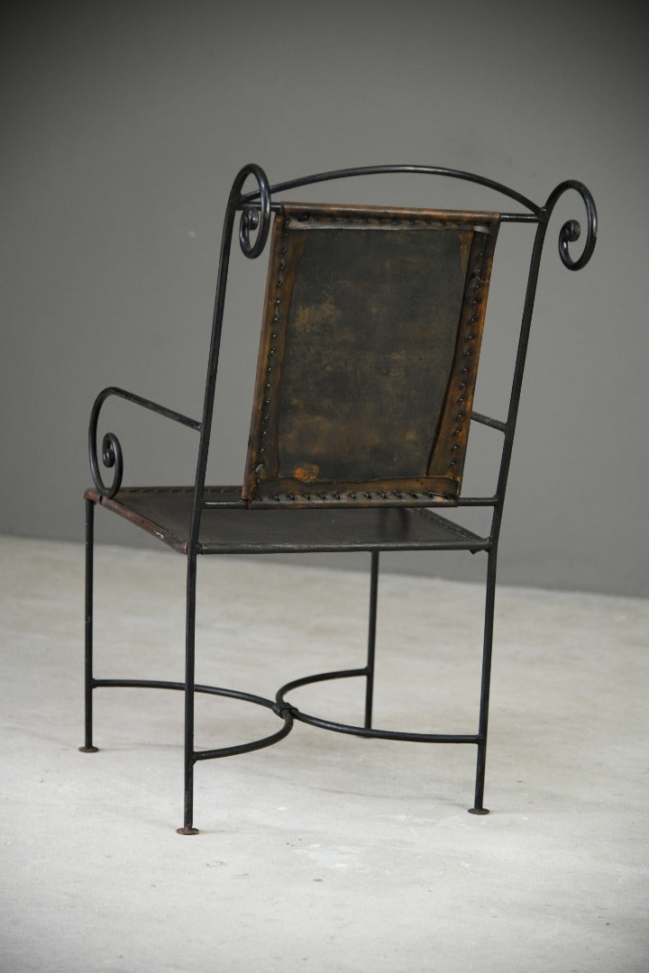 Single Spanish Iron & Leather Chair