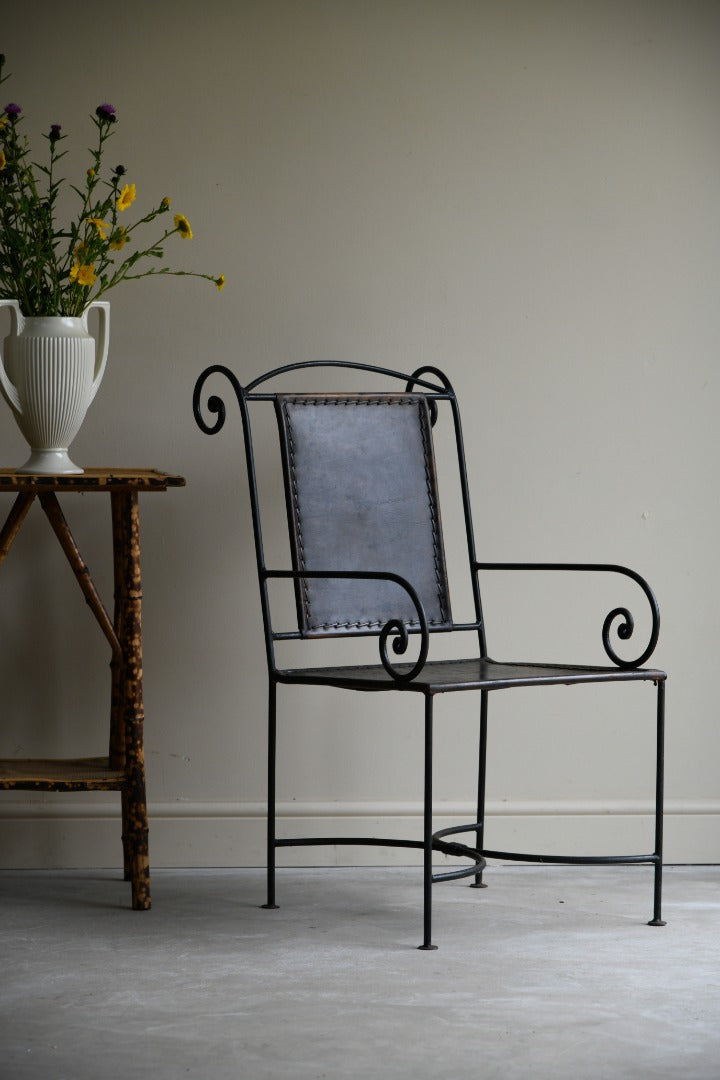 Single Spanish Iron & Leather Chair