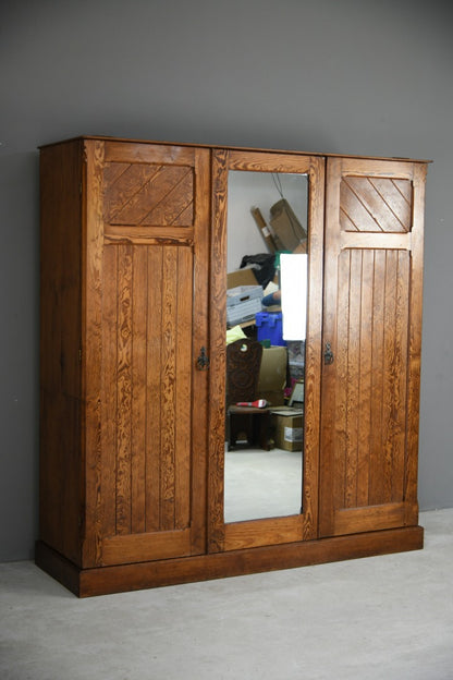 Arts & Crafts Pitch Pine Wardrobe