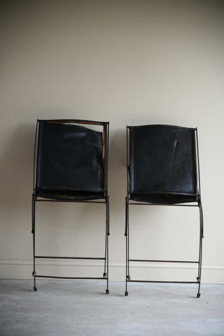 Late 19th Century French Iron & Leather Chairs