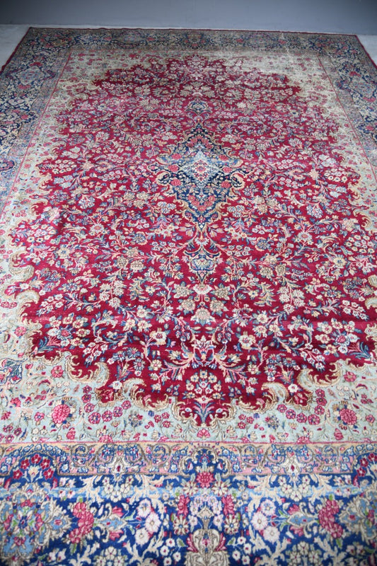 Large Well Worn Persian Keshan Rug