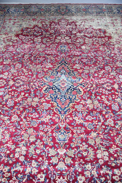 Large Well Worn Persian Keshan Rug