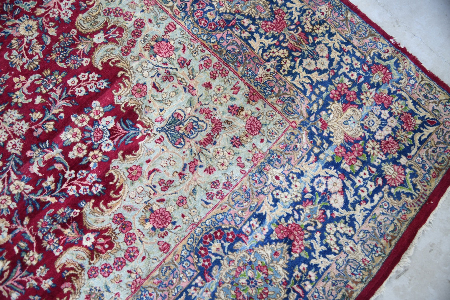 Large Well Worn Persian Keshan Rug