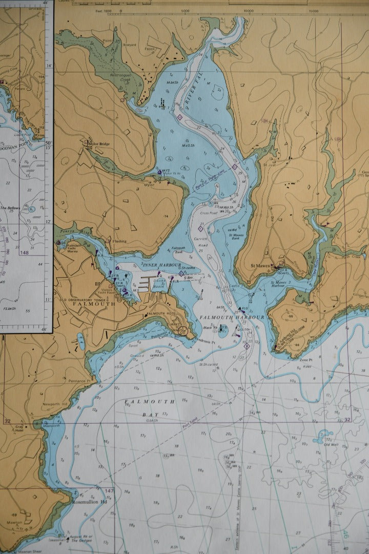 Cornish Map - Approaches To Falmouth