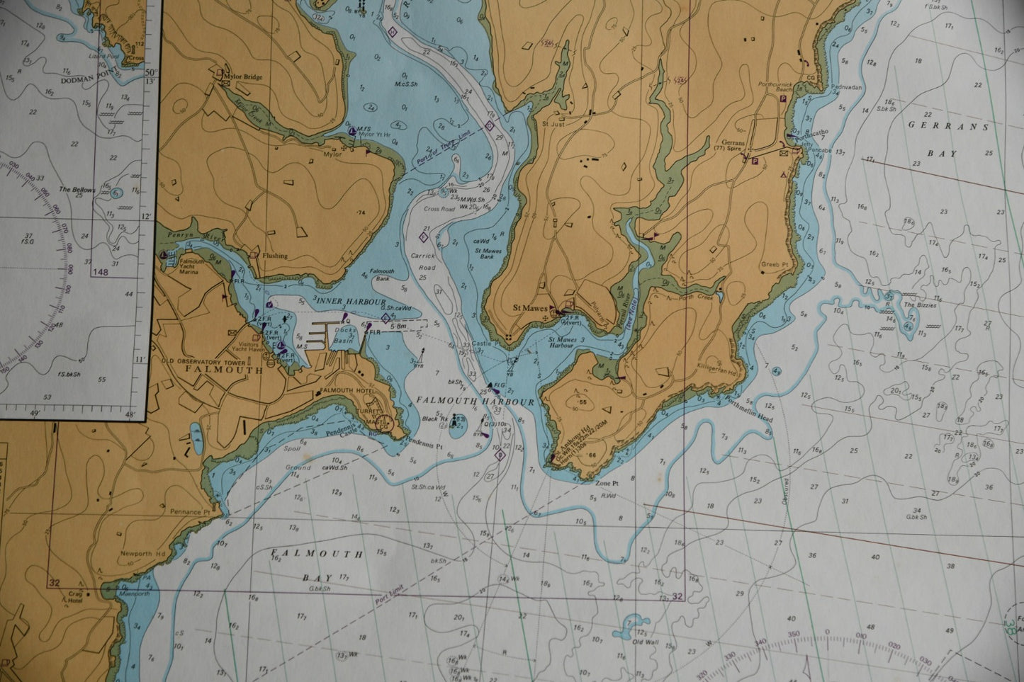 Cornish Map - Approaches To Falmouth