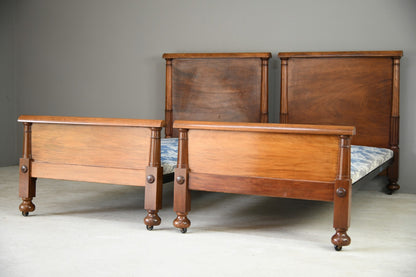 Pair Antique Mahogany 3ft Single Beds