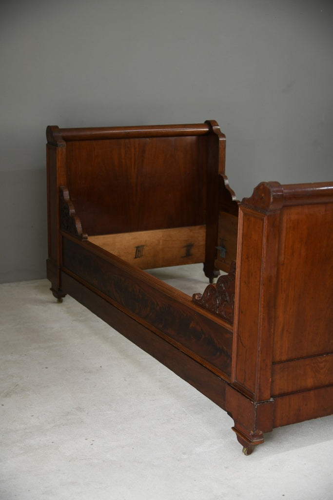 Antique French Mahogany Lit En Bateau Bed