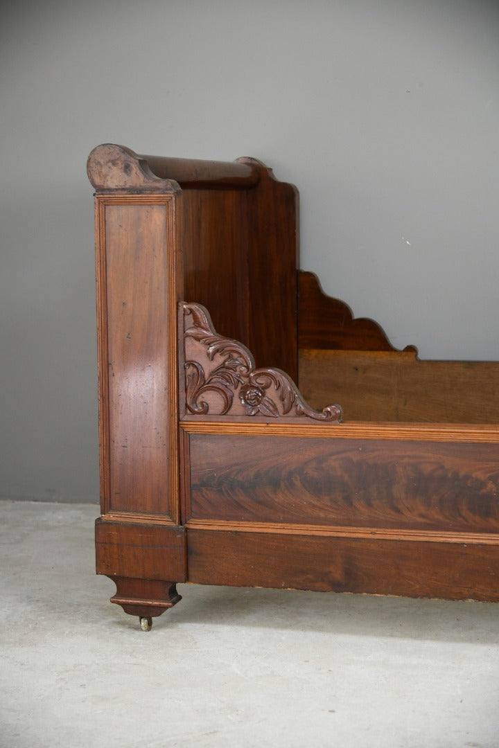 Antique French Mahogany Lit En Bateau Bed