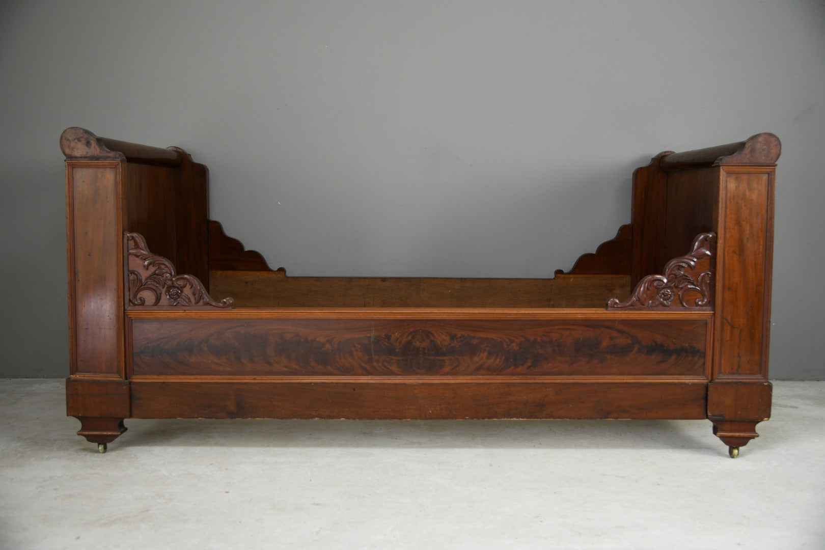 Antique French Mahogany Lit En Bateau Bed