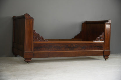 Antique French Mahogany Lit En Bateau Bed