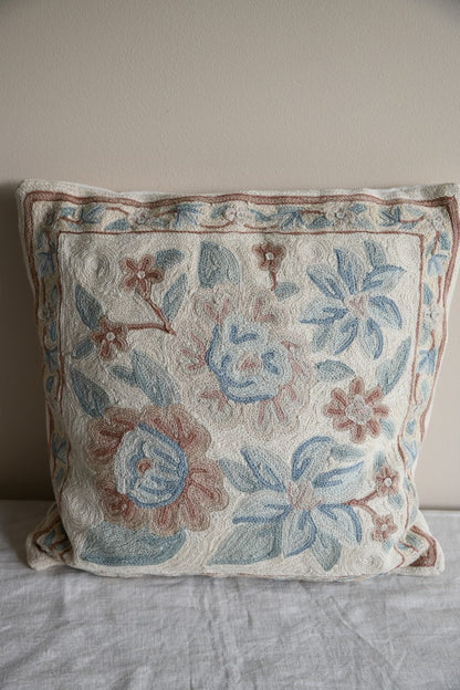 Floral Chainstitch Cushion Cover