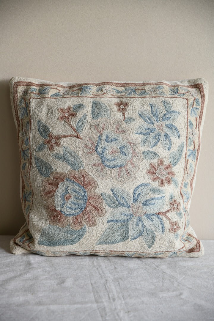 Floral Chainstitch Cushion Cover