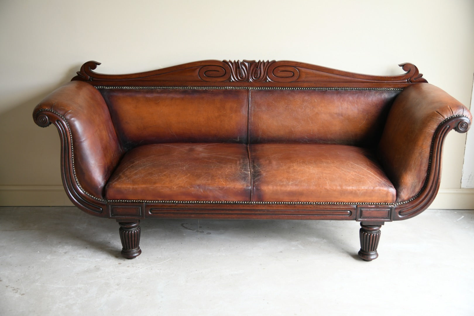 Antique Brown Leather Sofa