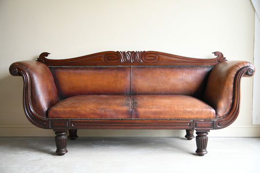 Antique Brown Leather Sofa