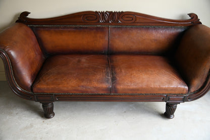 Antique Brown Leather Sofa