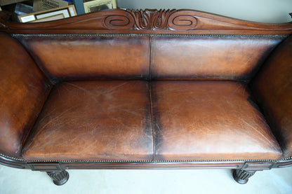 Antique Brown Leather Sofa