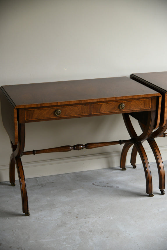 Pair Reproduction Mahogany Sofa Tables