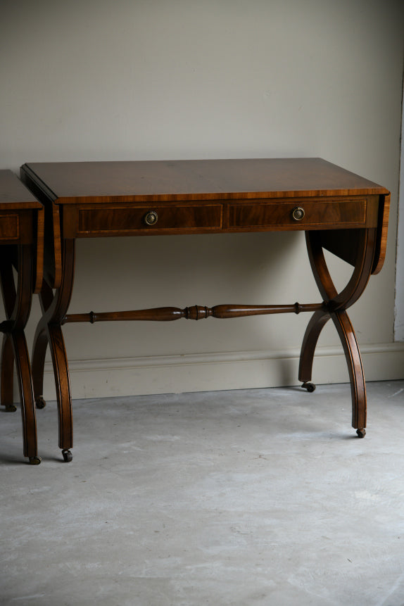 Pair Reproduction Mahogany Sofa Tables