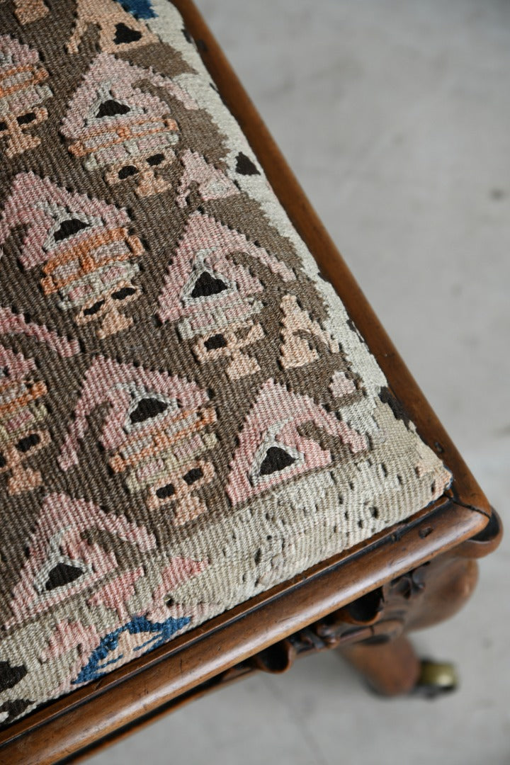 Continental Walnut Kilim Footstool