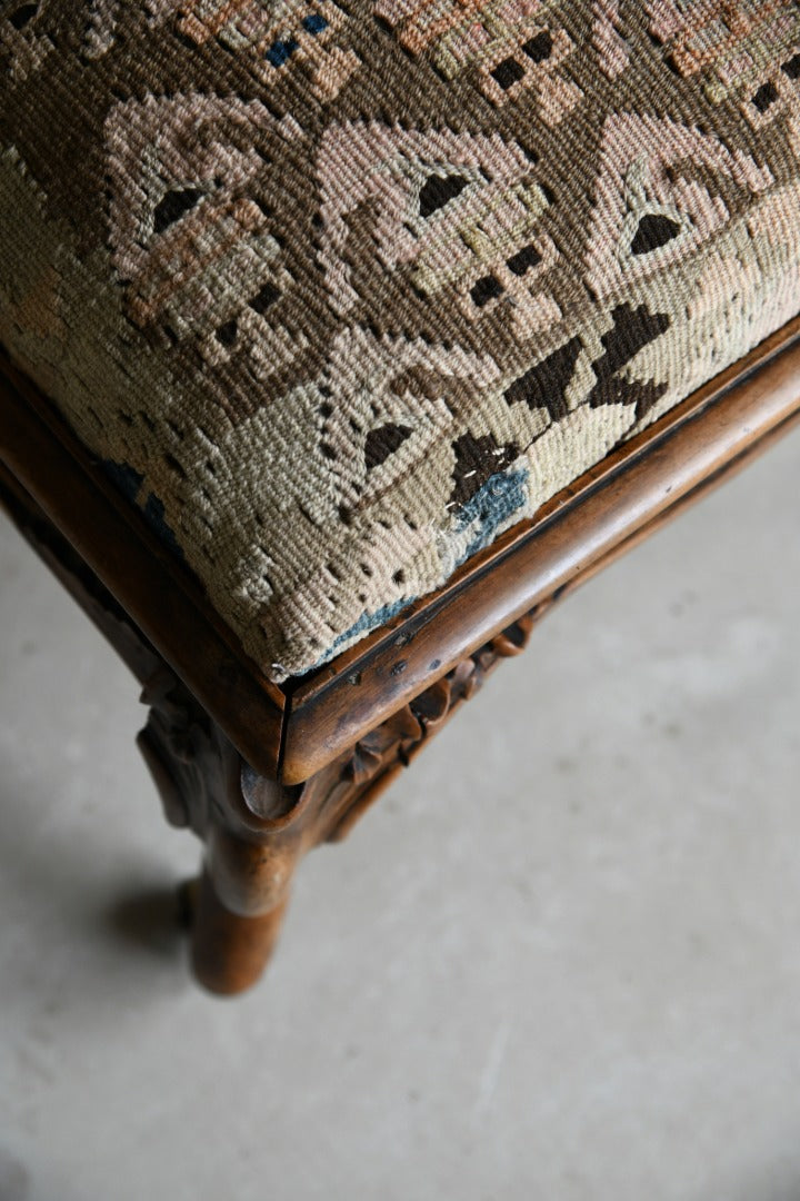 Continental Walnut Kilim Footstool