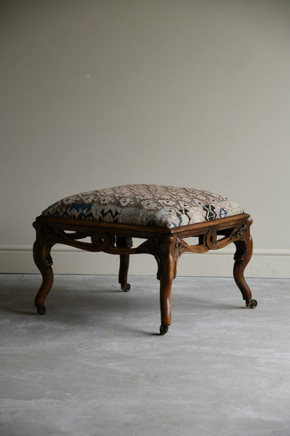 Continental Walnut Kilim Footstool