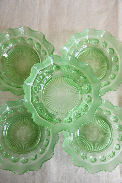 Vintage Green Glass Dessert Set