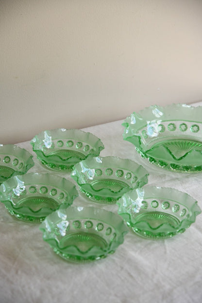 Vintage Green Glass Dessert Set